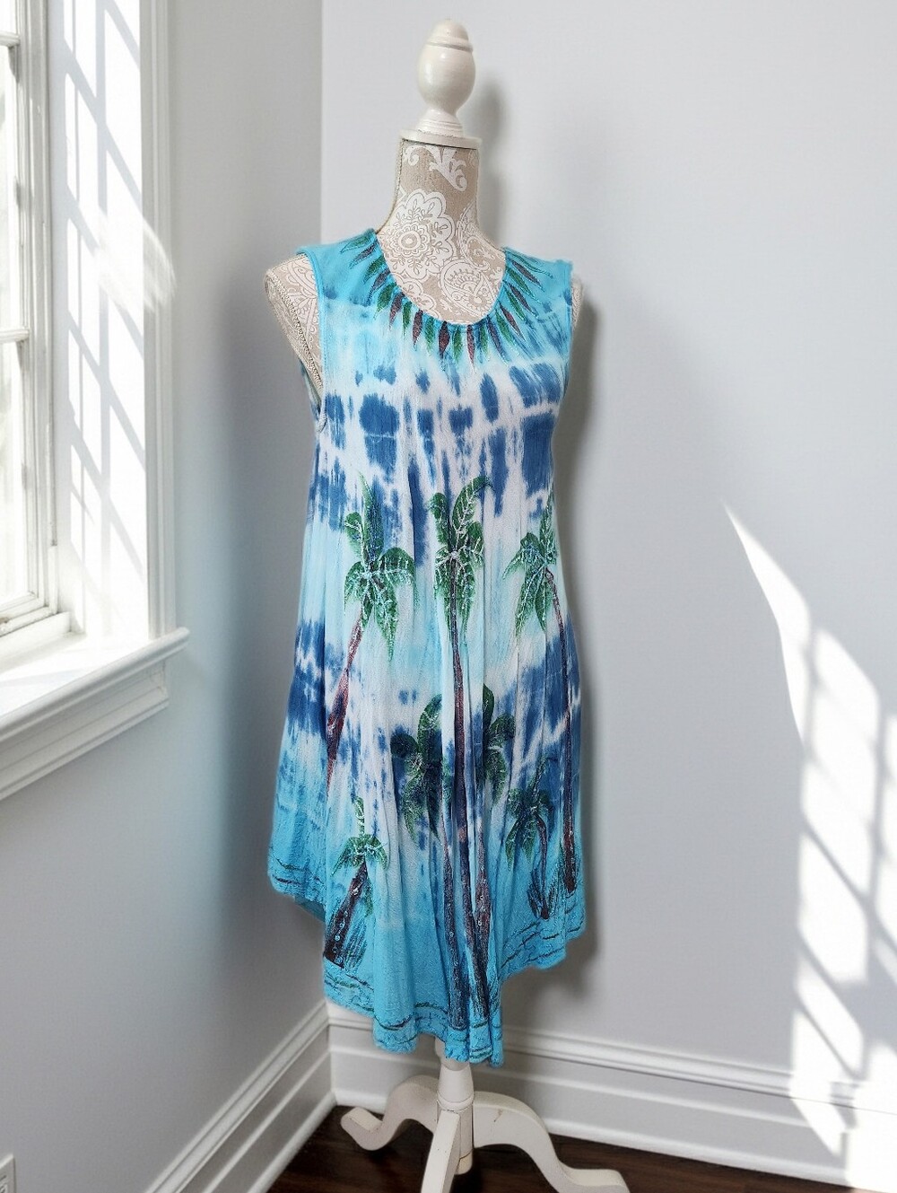 India Boutique Tie Dye Umbrella Dress Cover-up Free Size Boho Hippie  Tropical
